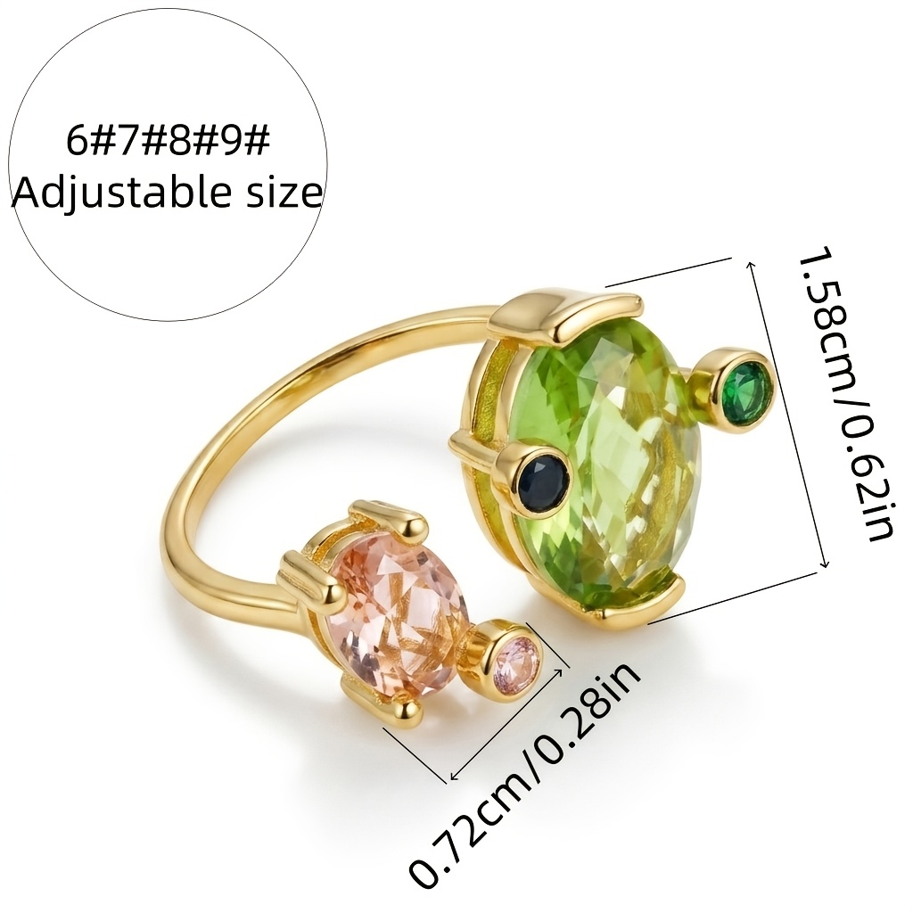 Luxury Multi-Color CZ Adjustable Open Band Ring for Women